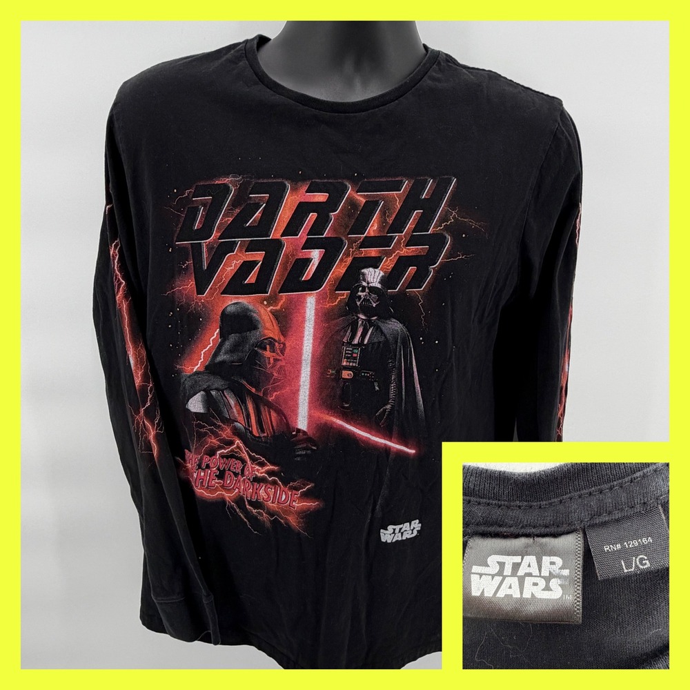 Star‎ Wars Darth Vader Long Sleeve Shirt Mens Large Black Cotton On Dark Side L